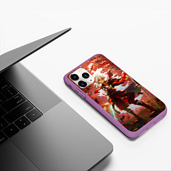 Чехол iPhone 11 Pro матовый Каэдэхара Кадзуха стоит в лесу Genshin Impact, цвет: 3D-фиолетовый — фото 2