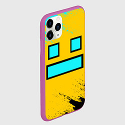 Чехол iPhone 11 Pro матовый GEOMETRY DASH SMILE БРЫЗГИ КРАСОК, цвет: 3D-фиолетовый — фото 2