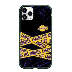 Чехол iPhone 11 Pro матовый LAKERS LOGO БРЫЗГИ КРАСОК