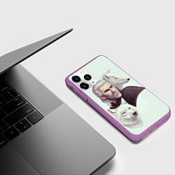 Чехол iPhone 11 Pro матовый Ведьмак и белые волки, цвет: 3D-фиолетовый — фото 2