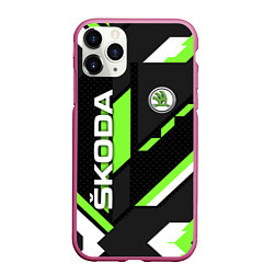 Чехол iPhone 11 Pro матовый ШКОДА ГЕОМЕТРИЯ ЛИНИИ SKODA GEOMETRY SPORT