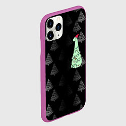 Чехол iPhone 11 Pro матовый ДИНОЗАВРИК В СТИЛЕ НОВОГО ГОДА, цвет: 3D-фиолетовый — фото 2