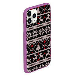 Чехол iPhone 11 Pro матовый DEER SWEATER СВИТЕР С ОЛЕНЯМИ, цвет: 3D-фиолетовый — фото 2