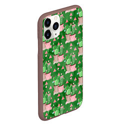 Чехол iPhone 11 Pro матовый Кактусы в горшках green, цвет: 3D-коричневый — фото 2