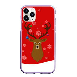 Чехол iPhone 11 Pro матовый Новогодний олень New Years Deer, цвет: 3D-светло-сиреневый