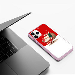 Чехол iPhone 11 Pro матовый Новогодний санта New Years Santa, цвет: 3D-розовый — фото 2