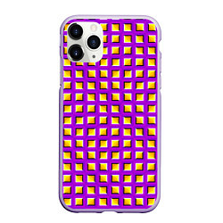 Чехол iPhone 11 Pro матовый Фиолетовый Фон с Желтыми Квадратами Иллюзия Движен