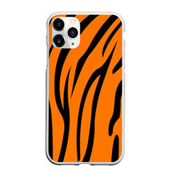 Чехол iPhone 11 Pro матовый Текстура тиграtiger, цвет: 3D-белый