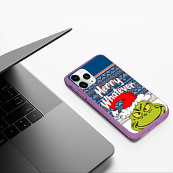 Чехол iPhone 11 Pro матовый MERRY WHATEVER GRINCH, цвет: 3D-фиолетовый — фото 2