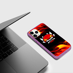 Чехол iPhone 11 Pro матовый Geometry Dash Fire, цвет: 3D-фиолетовый — фото 2