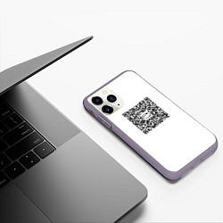 Чехол iPhone 11 Pro матовый Я QR-кот, гуляю где вздумается!, цвет: 3D-серый — фото 2