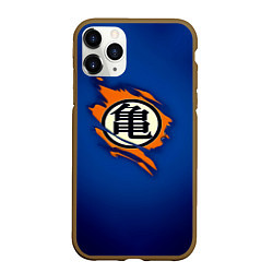 Чехол iPhone 11 Pro матовый Рваный логотип Гоку Dragon Ball