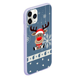 Чехол iPhone 11 Pro матовый New Years Deer, цвет: 3D-светло-сиреневый — фото 2