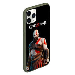 Чехол iPhone 11 Pro матовый God of War красные разводы, цвет: 3D-темно-зеленый — фото 2