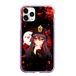 Чехол iPhone 11 Pro матовый GENSHIN IMPACT HU TAO ГЕНШИН ИМПАКТ ХУ ТАО FLOWERS, цвет: 3D-светло-сиреневый