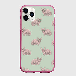 Чехол iPhone 11 Pro матовый Сфинкс коты паттерн