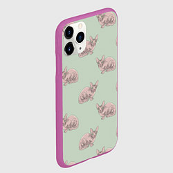 Чехол iPhone 11 Pro матовый Сфинкс коты паттерн, цвет: 3D-фиолетовый — фото 2