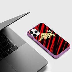 Чехол iPhone 11 Pro матовый Тигр годный, цвет: 3D-фиолетовый — фото 2