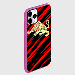 Чехол iPhone 11 Pro матовый Тигр годный, цвет: 3D-фиолетовый — фото 2
