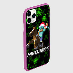 Чехол iPhone 11 Pro матовый MINECRAFT НОВОГОДНИЙ КРИПЕРЫ, цвет: 3D-фиолетовый — фото 2
