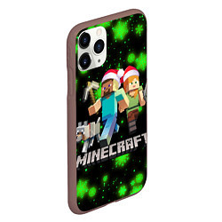 Чехол iPhone 11 Pro матовый НОВОГОДНИЙ MINECRAFT ГЕРОИ ИГРЫ, цвет: 3D-коричневый — фото 2