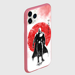Чехол iPhone 11 Pro матовый Сайтама красный дым One Punch-Man, цвет: 3D-малиновый — фото 2