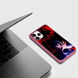 Чехол iPhone 11 Pro матовый Аста и его черный демон Черный клевер, цвет: 3D-малиновый — фото 2
