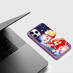 Чехол iPhone 11 Pro матовый ПАЙМОН ГЕНШИН ИМПАКТ НОВОГОДНИЙ 2022, цвет: 3D-фиолетовый — фото 2