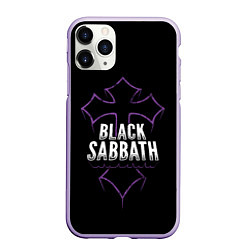 Чехол iPhone 11 Pro матовый Black Sabbat Cross, цвет: 3D-светло-сиреневый