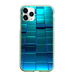 Чехол iPhone 11 Pro матовый 3D квадраты неоновые, цвет: 3D-салатовый