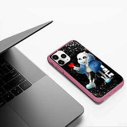 Чехол iPhone 11 Pro матовый НОВОГОДНИЙ САНС UNDERTALE НОВЫЙ ГОД, цвет: 3D-малиновый — фото 2