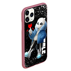 Чехол iPhone 11 Pro матовый НОВОГОДНИЙ САНС UNDERTALE НОВЫЙ ГОД, цвет: 3D-малиновый — фото 2