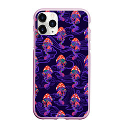 Чехол iPhone 11 Pro матовый Грибы психоделика, цвет: 3D-розовый