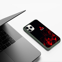 Чехол iPhone 11 Pro матовый MITSUBISHI GEOMETRY RED SPORT JAPAN, цвет: 3D-темно-зеленый — фото 2