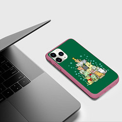 Чехол iPhone 11 Pro матовый Коты Построение ёлкой, цвет: 3D-малиновый — фото 2