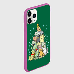 Чехол iPhone 11 Pro матовый Коты Построение ёлкой, цвет: 3D-фиолетовый — фото 2