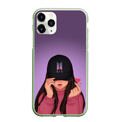 Чехол iPhone 11 Pro матовый BTS LOVE, цвет: 3D-салатовый