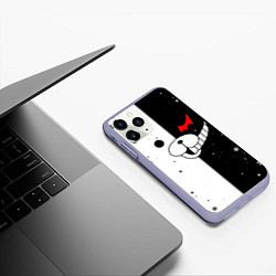 Чехол iPhone 11 Pro матовый НОВОГОДНИЙ МОНОКУМА ЧЁРНО БЕЛЫЙ НОВЫЙ ГОД 2022, цвет: 3D-светло-сиреневый — фото 2