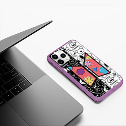 Чехол iPhone 11 Pro матовый Permission To Dance SPLIT BT21, цвет: 3D-фиолетовый — фото 2