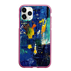 Чехол iPhone 11 Pro матовый КРАСКА PAINT, цвет: 3D-малиновый