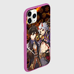 Чехол iPhone 11 Pro матовый ЧЖУН ЛИ И ИТТО АРАТАКИ ГЕНШИН ИМПАКТ GENSHIN IMPAC, цвет: 3D-фиолетовый — фото 2