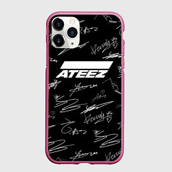 Чехол iPhone 11 Pro матовый ATEEZ БЕЛЫЕ АВТОГРАФЫ УЗОР, цвет: 3D-малиновый