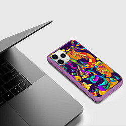 Чехол iPhone 11 Pro матовый Все смешалост-тигры,змеи, цвет: 3D-фиолетовый — фото 2