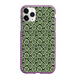 Чехол iPhone 11 Pro матовый Змеиная Шкура Snake, цвет: 3D-фиолетовый