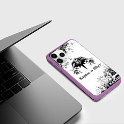 Чехол iPhone 11 Pro матовый КОРОЛЬ И ШУТ ЧЁРНО БЕЛЫЙ, цвет: 3D-фиолетовый — фото 2