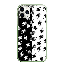 Чехол iPhone 11 Pro матовый FAIRY TAIL BLACK WHITE ХВОСТ ФЕИ СИМВОЛЫ ЧЁРНО БЕЛ, цвет: 3D-салатовый