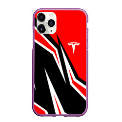 Чехол iPhone 11 Pro матовый TESLA MOTORS RED LINE ТЕСЛА