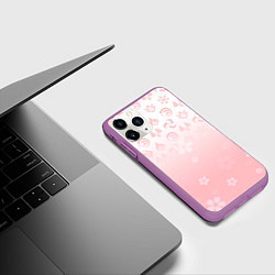 Чехол iPhone 11 Pro матовый ГЕНШИН ИМПАКТ ЯПОНИЯ САКУРА ЦВЕТОК, цвет: 3D-фиолетовый — фото 2