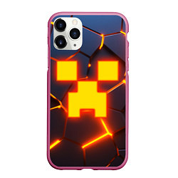 Чехол iPhone 11 Pro матовый ОГНЕННЫЙ КРИПЕР 3D ПЛИТЫ FIRE CREEPER, цвет: 3D-малиновый