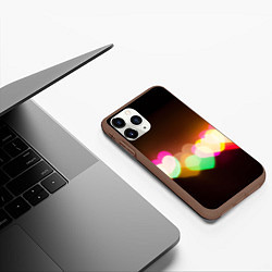 Чехол iPhone 11 Pro матовый Горящие сердца всех цветов радуги, цвет: 3D-коричневый — фото 2